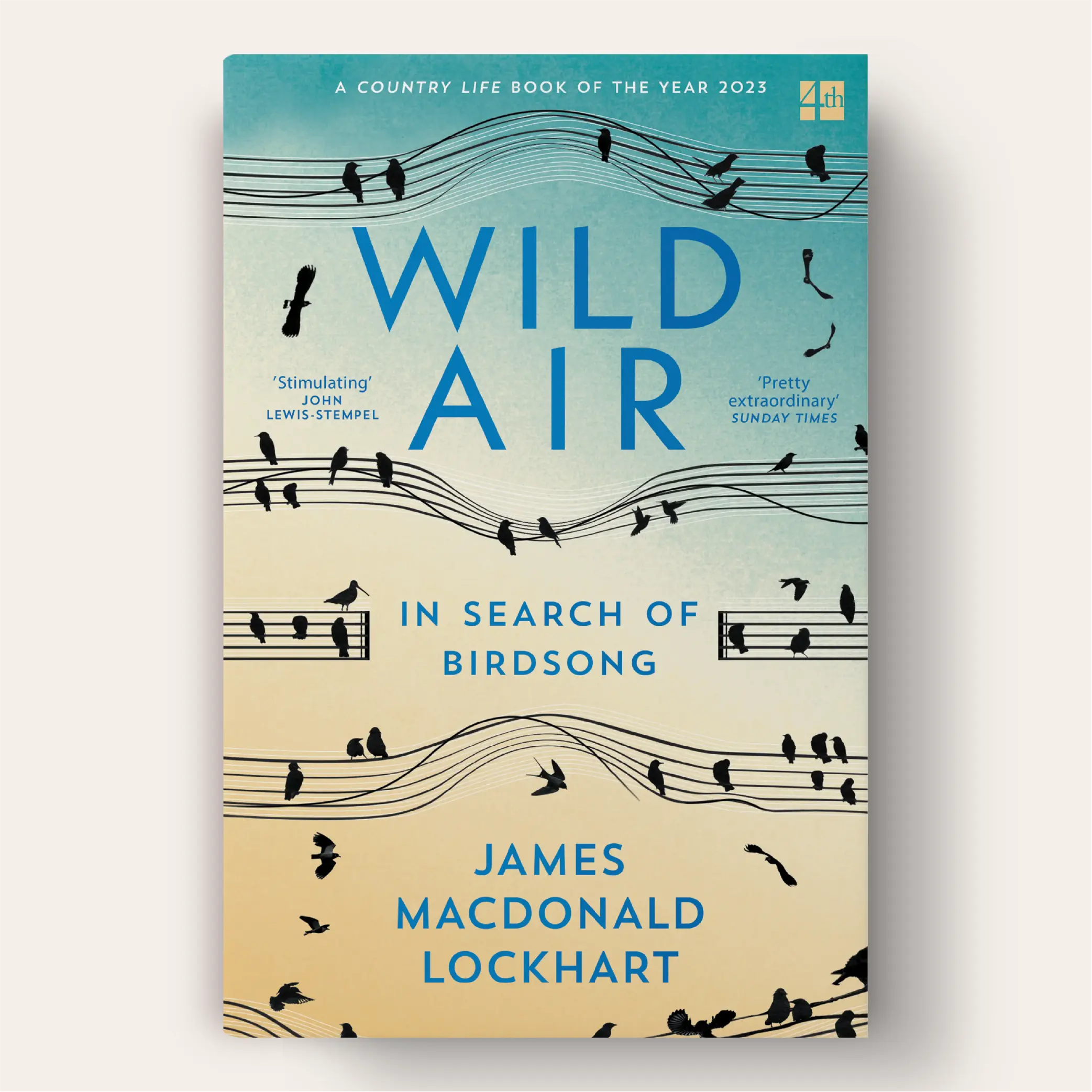 The book cover design features musical staves wound across the page with birds perching and flying between them.