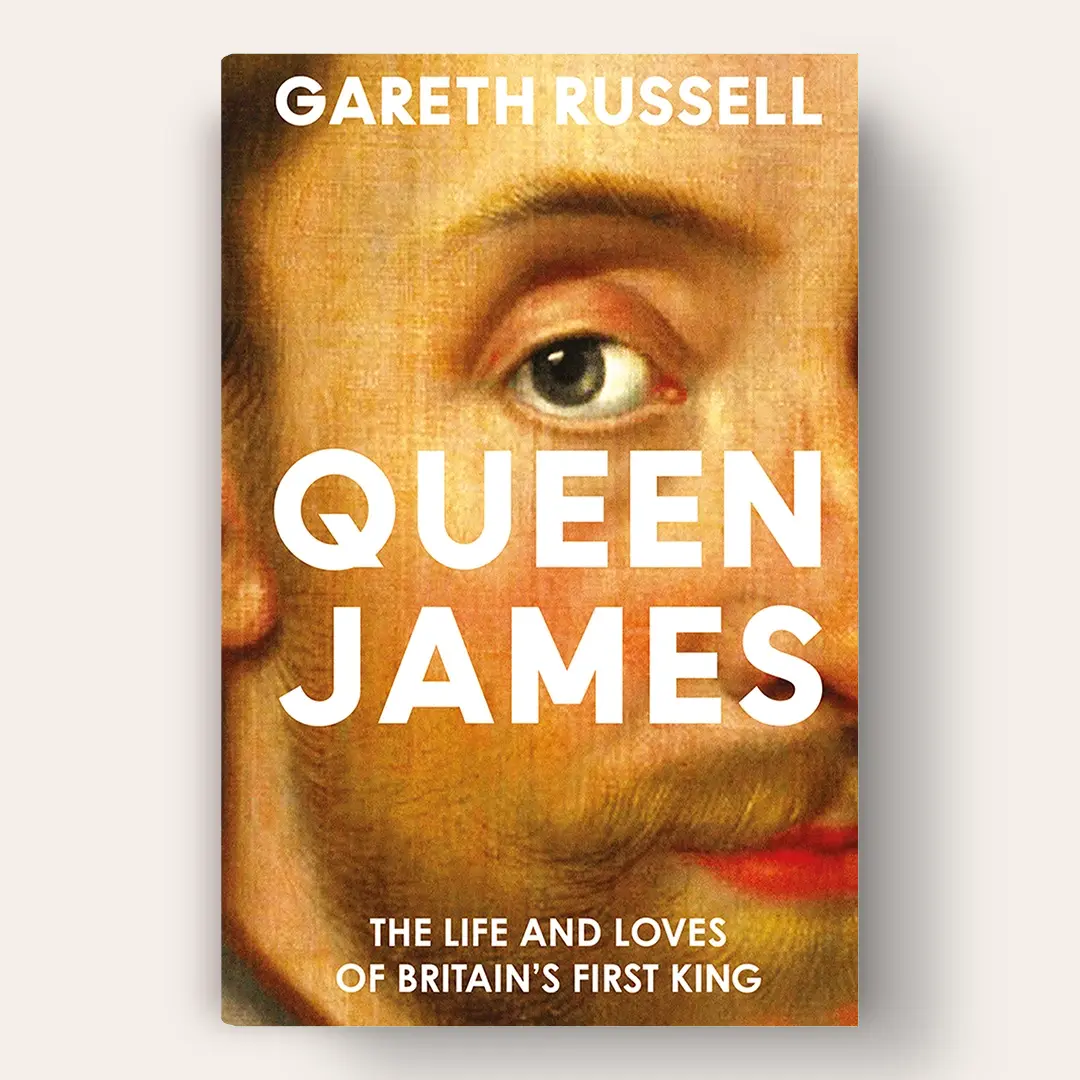 Book cover for history book with James VI of England face in a close crop