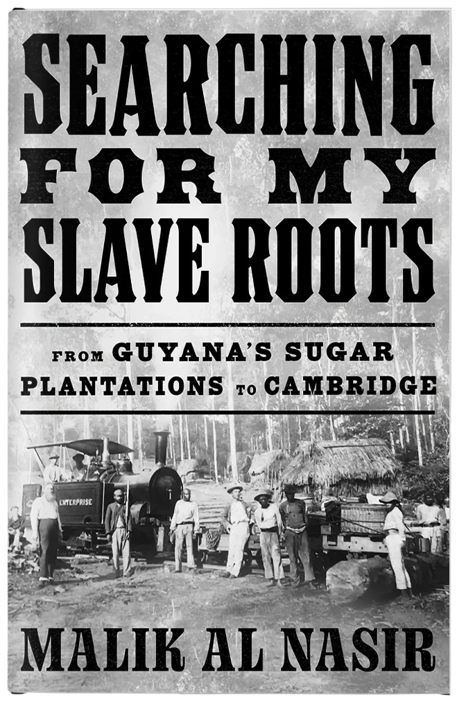 Book cover for a family history tracing roots from Cambridge to Guyana featuring an old archive photograph